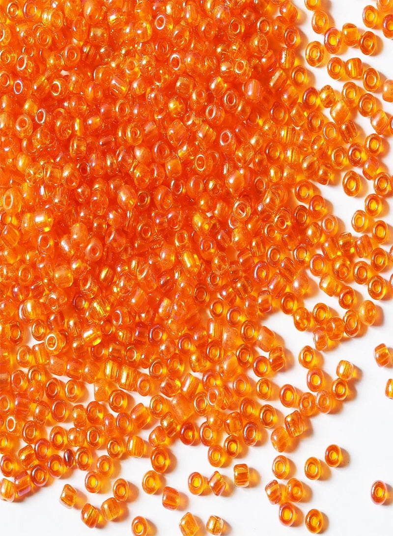 GGOOT Bulk 4mm Orange-AB Seed Beads for Jewelry Making 110 Grams About 160pcs,6/0 Glass Craft Beads for Making Earrings, Bracelets, Pendants, Waist Jewelry, DIY Handmade Seed Beads (Orange-AB, 4mm - Image 1