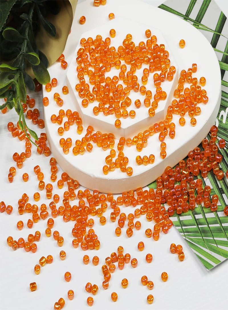 GGOOT Bulk 4mm Orange-AB Seed Beads for Jewelry Making 110 Grams About 160pcs,6/0 Glass Craft Beads for Making Earrings, Bracelets, Pendants, Waist Jewelry, DIY Handmade Seed Beads (Orange-AB, 4mm - Image 2
