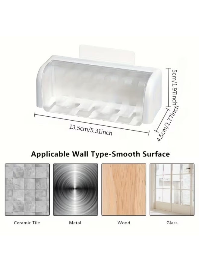 Goolsky A Covered Toothbrush Holder with Five Slots, a Self-Adhesive Wall-Mounted Toothbrush Organizer, Made of Plastic for Bathroom Use, Suitable for Dorms And Showers, Can Hold Five Toothbrushes Without Needing Electricity. - Image 4