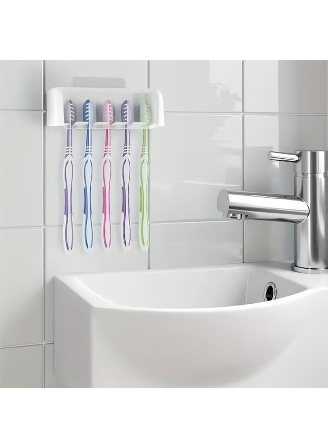 Goolsky A Covered Toothbrush Holder with Five Slots, a Self-Adhesive Wall-Mounted Toothbrush Organizer, Made of Plastic for Bathroom Use, Suitable for Dorms And Showers, Can Hold Five Toothbrushes Without Needing Electricity. - Image 5