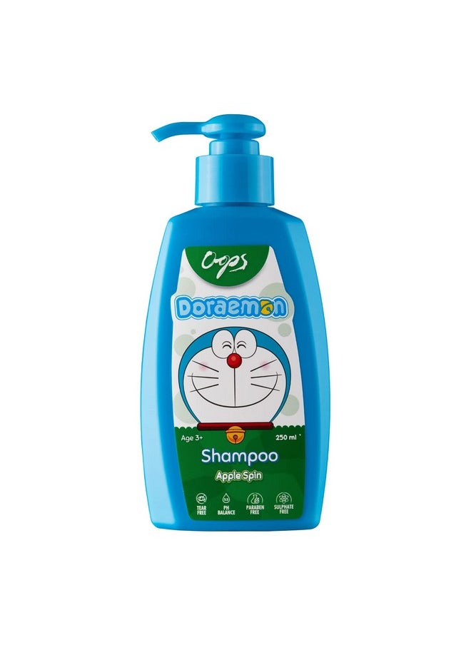 Oops - Doraemon Shampoo Apple Spin 250Ml Enriched With Vitamin E Aloe Vera & Almond Oil Tear Free Shampoo Ph Balanced No Harmful Chemicals Daily Use Shampoo For Boys & Girls Age 3+ Strong & Healthy Hair - Image 1