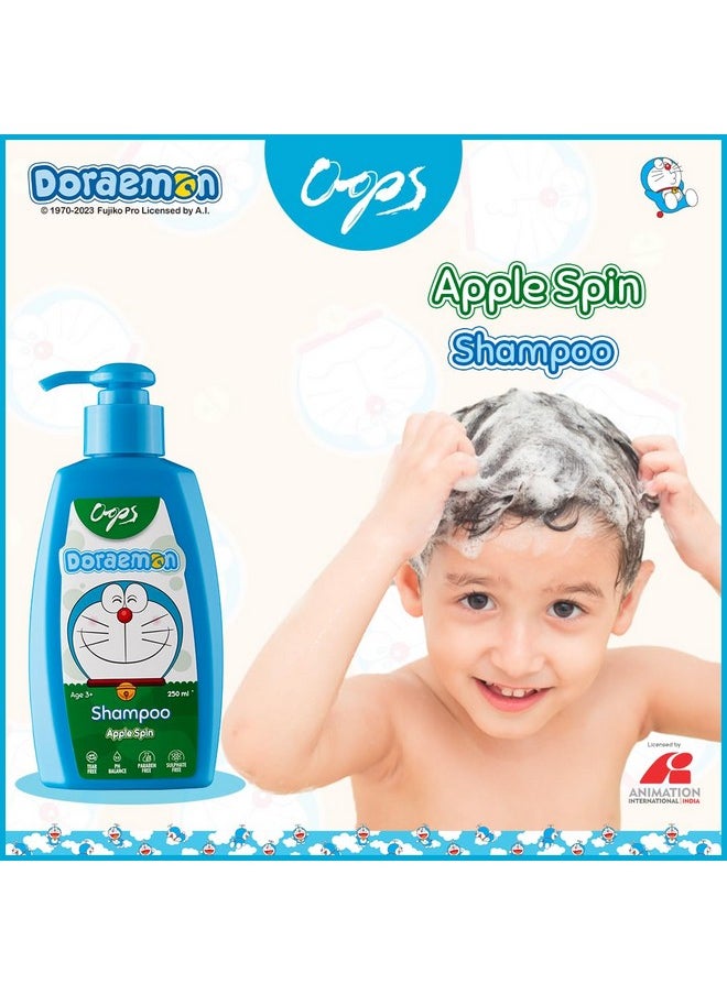 Oops - Doraemon Shampoo Apple Spin 250Ml Enriched With Vitamin E Aloe Vera & Almond Oil Tear Free Shampoo Ph Balanced No Harmful Chemicals Daily Use Shampoo For Boys & Girls Age 3+ Strong & Healthy Hair - Image 1