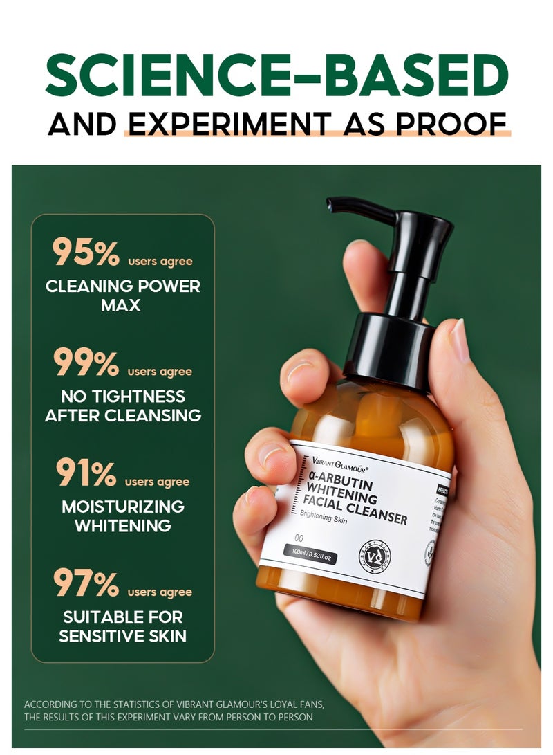 Vibrant Glamour a-Arbutin Whitening Facial Cleanser  Brightening Skin 100 ml - Image 5