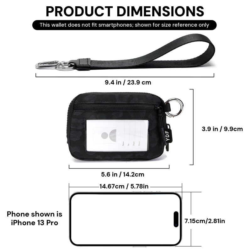 YDF Keychain Wallet for Women Mini Zip Card Holder with ID Window Coin Purse Detachable Wristlet Small Wallets Black Leopard - Image 4