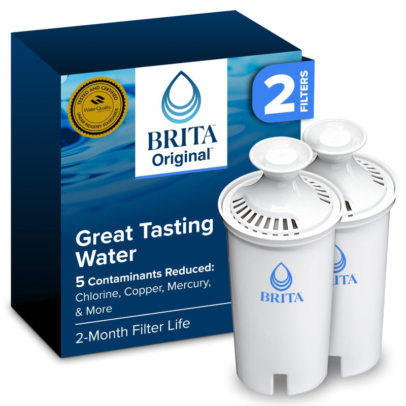 Brita Standard Water Filter for Pitchers and Dispensers, BPA-Free, Replaces 1,800 Plastic Water Bottles a Year, Lasts Two Months or 40 Gallons, Includes 8 Filters, White