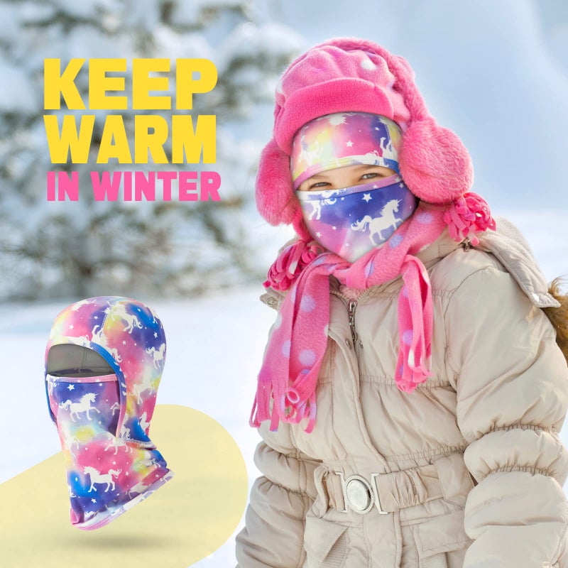WAWSAM Unicorn Kids Balaclava Windproof Ski Face Warmer Neck Warmer 3-10 Years Multicolor Unisex All-Season Face Mask - Image 3
