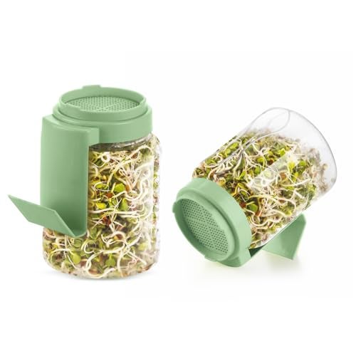 Nayasa Sprout Maker 790 ML- Set of 2 | BPA-Free Plastic Jar Container for Sprouting All Seeds & Beans | Airflow Mesh Lid, Easy Drainage, Odor Resistant & Durable | Beige - Image 1
