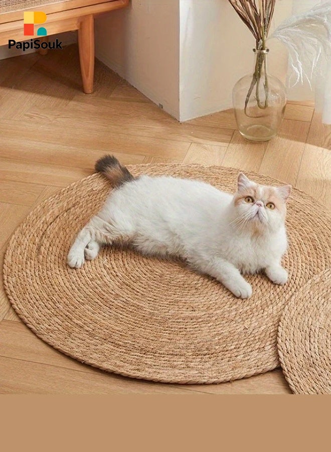 PapiSouk Large Dandelion Cat Scratching Board Durable Natural Fiber Claw Scratcher and Cozy Sleeping Mat for Indoor Cats - Image 1