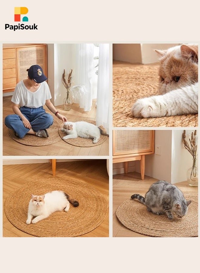 PapiSouk Large Dandelion Cat Scratching Board Durable Natural Fiber Claw Scratcher and Cozy Sleeping Mat for Indoor Cats - Image 4