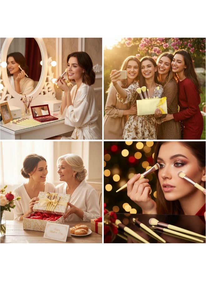 عام مجموعة فرشاة كونتور متطورة 13 قطعة، مجموعة فرشاة مكياج احترافية للبودرة السائبة، مقابض ناعمة، أدوات للنساء، لعيد الحب وعيد الأم وعيد الميلاد - Image 3