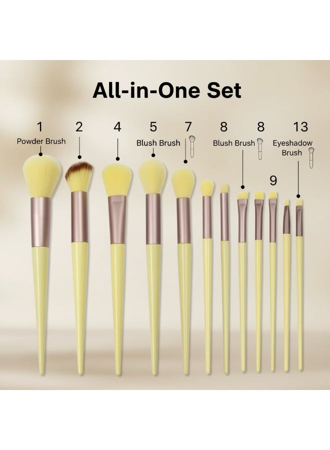 عام مجموعة فرشاة كونتور متطورة 13 قطعة، مجموعة فرشاة مكياج احترافية للبودرة السائبة، مقابض ناعمة، أدوات للنساء، لعيد الحب وعيد الأم وعيد الميلاد - Image 1