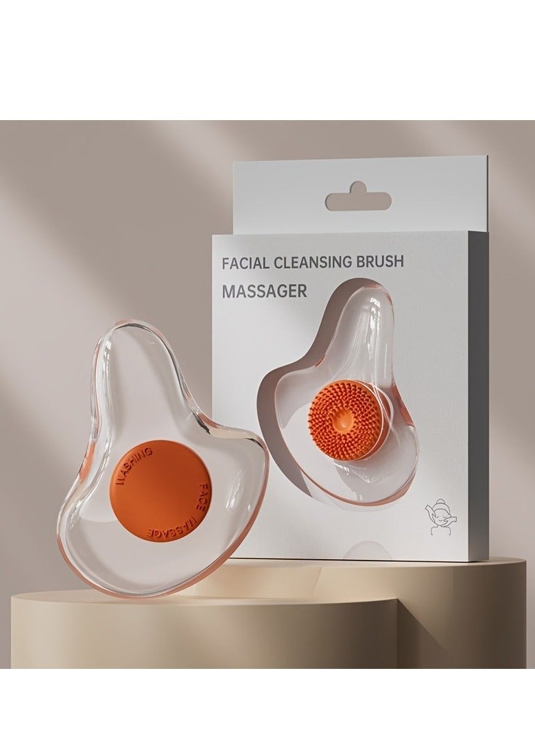 إسكدنيا قطعة واحدة من فرشاة تنظيف الوجه كريستال غوا شا الطبيعية 2 في 1، أداة تدليك غوا شا لبشرة الجسم والوجه، لوح كشط كريستالي لعلاج الوخز بالإبر في المنتجعات الصحية، علاج نقطة الزناد - Image 1