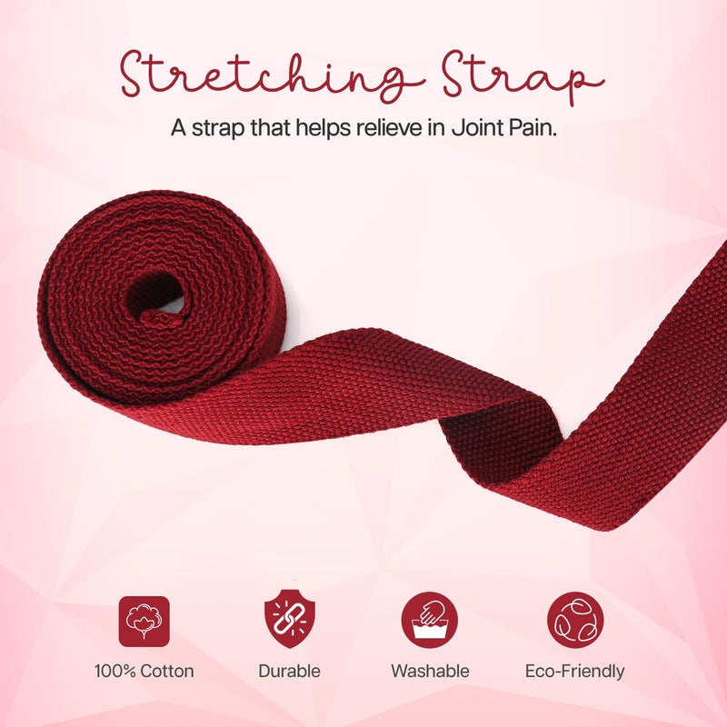 WISELIFE Yoga Belt for Women & Men Adjustable D-Ring Buckle Yoga Strap for Stretching, Durable & Comfortable Texture – Perfect for Yoga Sessions, Pilates, and Fitness – 8 Feet, Maroon - Image 4