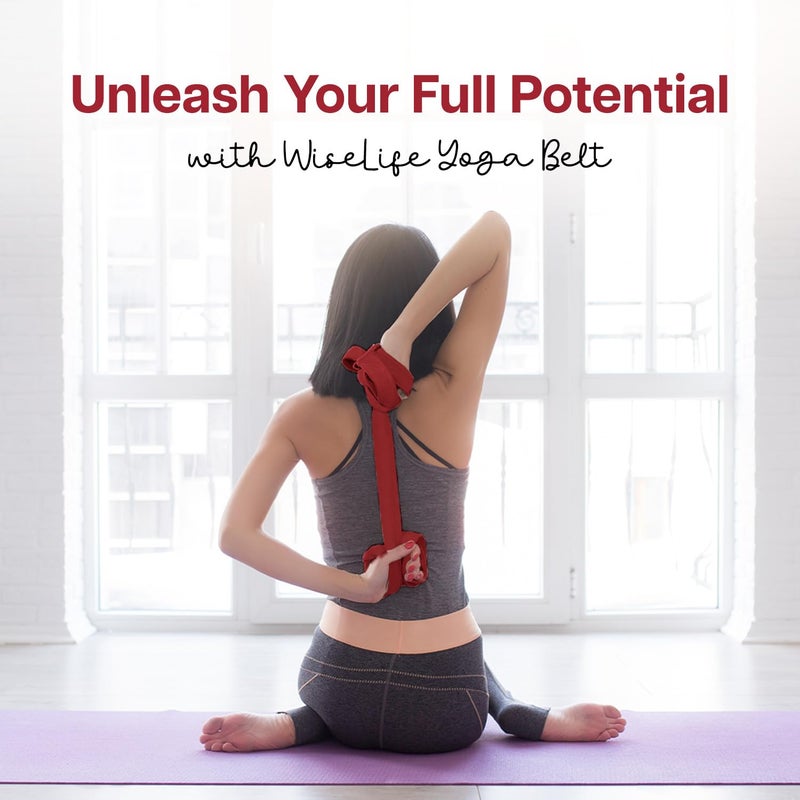 WISELIFE Yoga Belt for Women & Men Adjustable D-Ring Buckle Yoga Strap for Stretching, Durable & Comfortable Texture – Perfect for Yoga Sessions, Pilates, and Fitness – 8 Feet, Maroon - Image 3