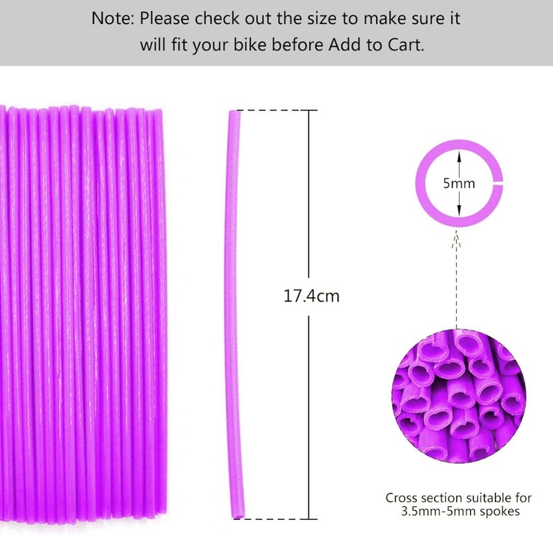 woobles Wheel Rim Spoke Wrap Kit Skin Cover, 36pcs Wheel Spoke Protector Motocross Rims Skins Covers Off Road Motorcycle Guard Wraps Kit(Purple) - Image 3
