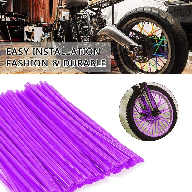 woobles Wheel Rim Spoke Wrap Kit Skin Cover, 36pcs Wheel Spoke Protector Motocross Rims Skins Covers Off Road Motorcycle Guard Wraps Kit(Purple) - Image 5