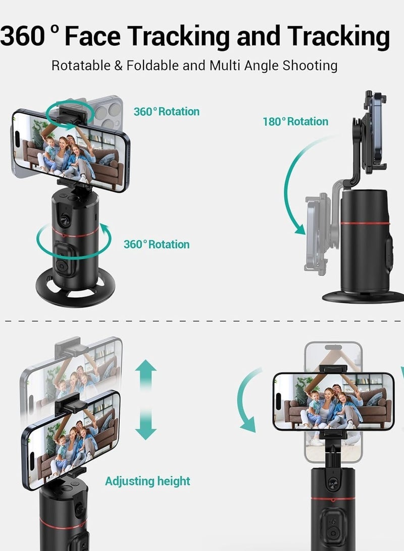 Gravity Auto Face Tracking Tripod 360¬∞ Rotating Auto Tracking Phone Holder | Gesture Control & Remote | No App Needed | Smart Camera Stand for Vlog, TikTok, Live Streaming, YouTube Video Recording | Universal Phone Compatibility, Adjustable Height - Image 5