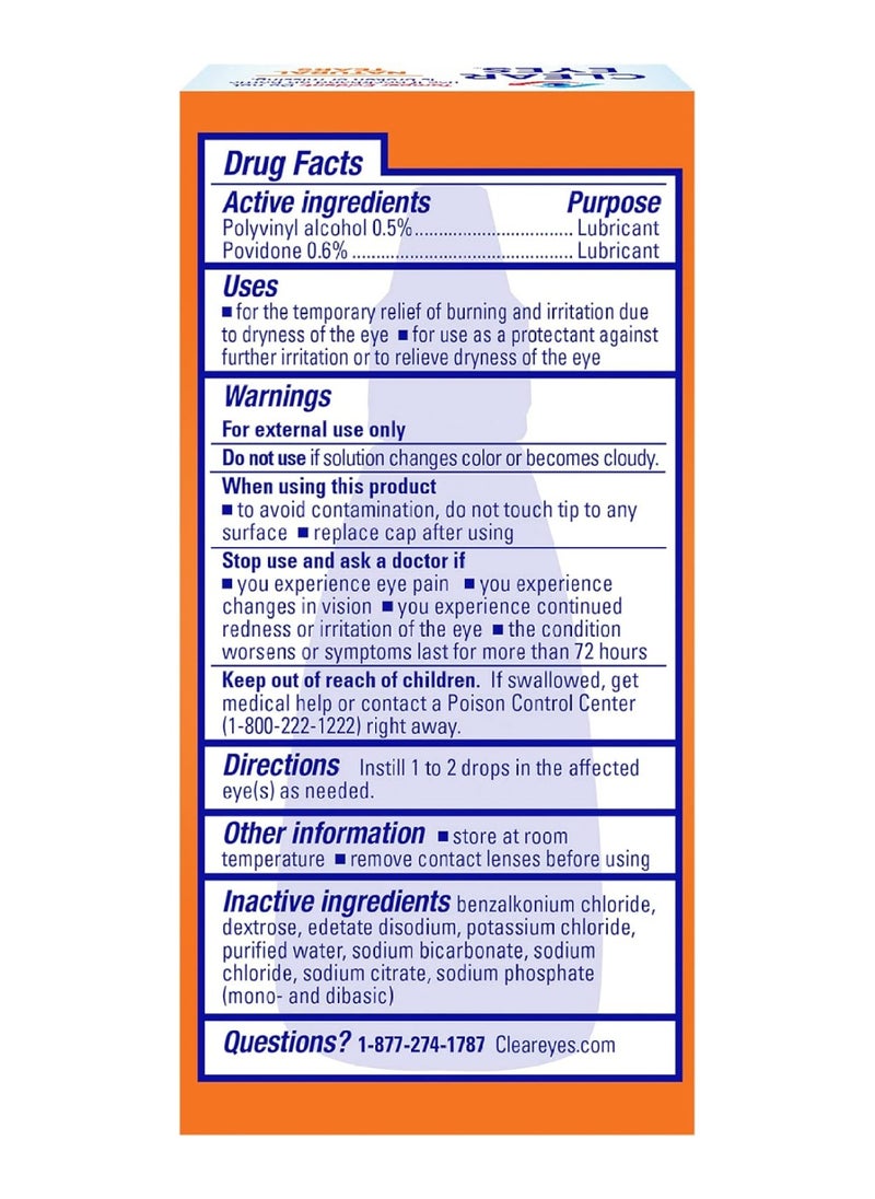 Clear Eyes Natural Tears Lubricant Eye Drops Fl Pack Of 0.5 Ounce - Pack Of 3  - Image 2