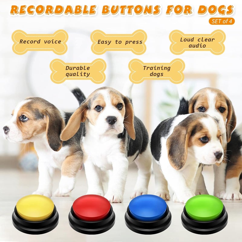 Weewooday Voice Recording Button Dog Buttons for Communication Recordable Dog Talking Buttons Set Dog Voice Command Buttons 30 Second Record and Playback for Dog Cats Pet Training Buzzer 4 Packs (Classic Color) - Image 5