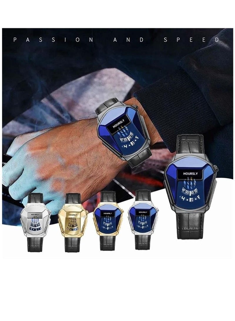 هاورسلي ساعة يد رجالية فاخرة HOURSLY Trend Cool ساعة يد جلدية موضة كوارتز للرجال - Image 4