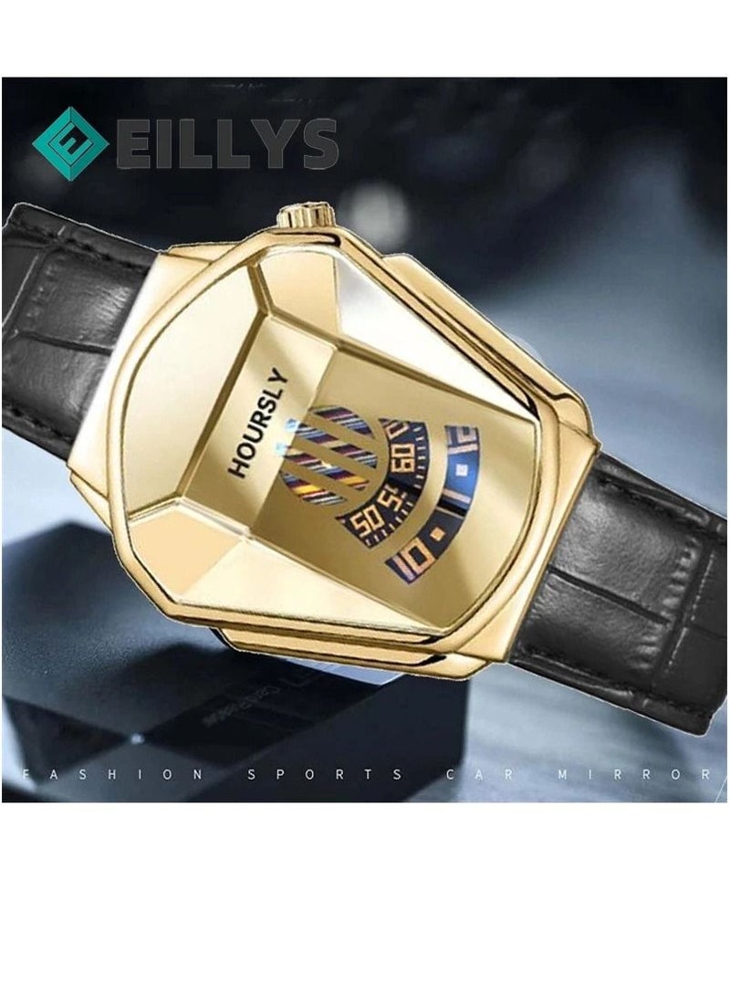 هاورسلي ساعة يد رجالية فاخرة HOURSLY Trend Cool ساعة يد جلدية موضة كوارتز للرجال - Image 2