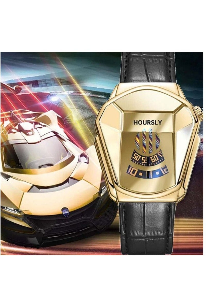 هاورسلي ساعة يد رجالية فاخرة HOURSLY Trend Cool ساعة يد جلدية موضة كوارتز للرجال - Image 1