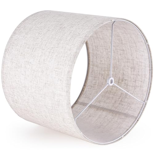 GO&SO Large Drum Lamp shades Set of 2 Oatmeal Linen Lampshade 16" Top x 16" Bottom x 12" High (Spider) Farmhouse Lampshade for Table & Floor Lamp - Lampshades Replacement By GO&SO - Image 5