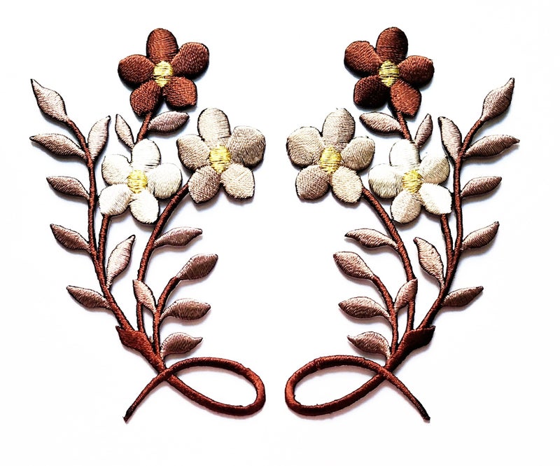 NiPitShop Beautiful Flowers Patch Nipitshop Patches Brown Flowers Beautiful Patch Brown Orchid Flowers Floral Bouquet Boho Embroidered Appliques Ironon Patches for Clothes Backpacks TShirt Jeans Skirt Vests Scarf Hat Bag 