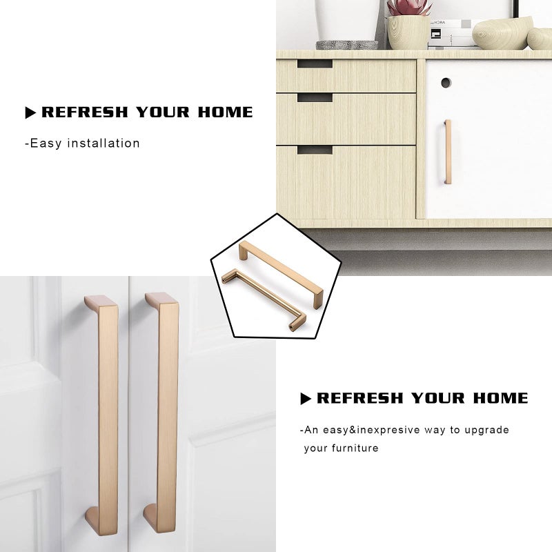 KNOKLOCK 30 Pack 5 Inch(128mm) Cabinet Pulls Square Champagne Bronze Kitchen Cabinet Handles Kitchen Cabinet Hardware Gold Drawer Pulls for Dresser Cupboard Wardrobe - Image 3