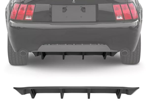 HECASA Rear Diffuser Compatible with 19992004 Ford Mustang MDA Style 4 Shark Fins Rear Bumper Valance Spoiler Air Dam Lower Lip Diffuser Chin Splitter Unfinished Black Plastic