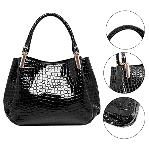 Monique Women Large Alligator Pattern Faux Leather Top-handle Bag Evening Party Handbag Travel Tote - Image 2