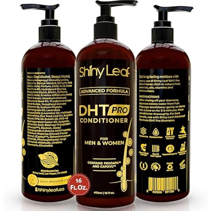 Shiny Leaf HAIR LOSS CONDITIONER FOR WOMEN & MEN - DHT BLOCKER INCLUDED, PARABEN & SULFATE FREE BIOTIN CONDITIONER, THICKENING FORMULA FOR THINNING HAIR, SAFE FOR ALL HAIR TYPES - USA MADE, 16OZ - Image 2