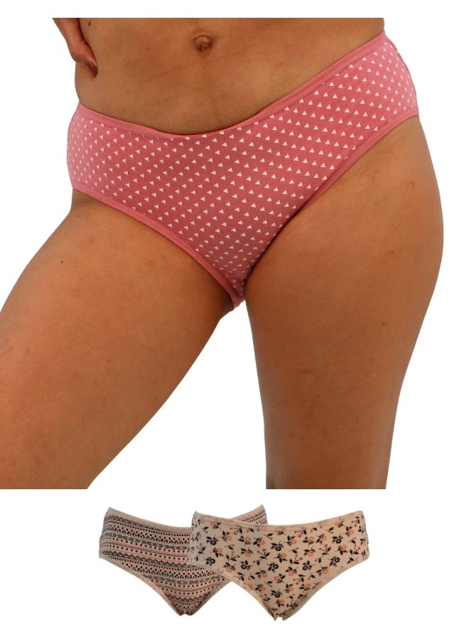 JOANNA JOANNA N069 Women's Multiple Design Mid Rise 3-Pack Panties, Multicolor  - Image 1