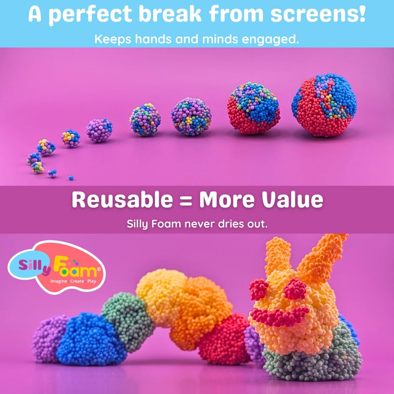 LYRK Collections Silly Foam, Creative Modeling Foam Beads, 1-Pack of 6 Primary Colors, Easy Clean Up, Perfect for Preschool and Kids, Arts & Crafts, Sensory Play, STEM, Travel Toy, Holiday Gifts, Non-Toxic (Age 3+) - Image 4