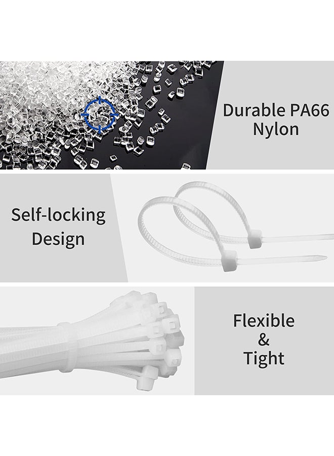 Nylon Cable Ties 100 Pack White Various Sizes Multi-Purpose Self-Locking Nylon Cable Cord Management Suitable For Home, Office, Garden, Workshop Plastic Cable Ties Length 250mm - Image 5
