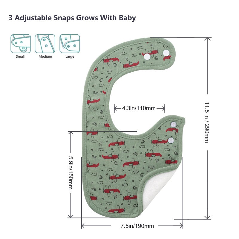 Hakochia Waterproof Baby Bibs Organic Cotton Soft Absorbent Baby Bandana Drool Bibs With Adjustable Snaps for Boys Teething and Drooling 0-36 Months - Image 2