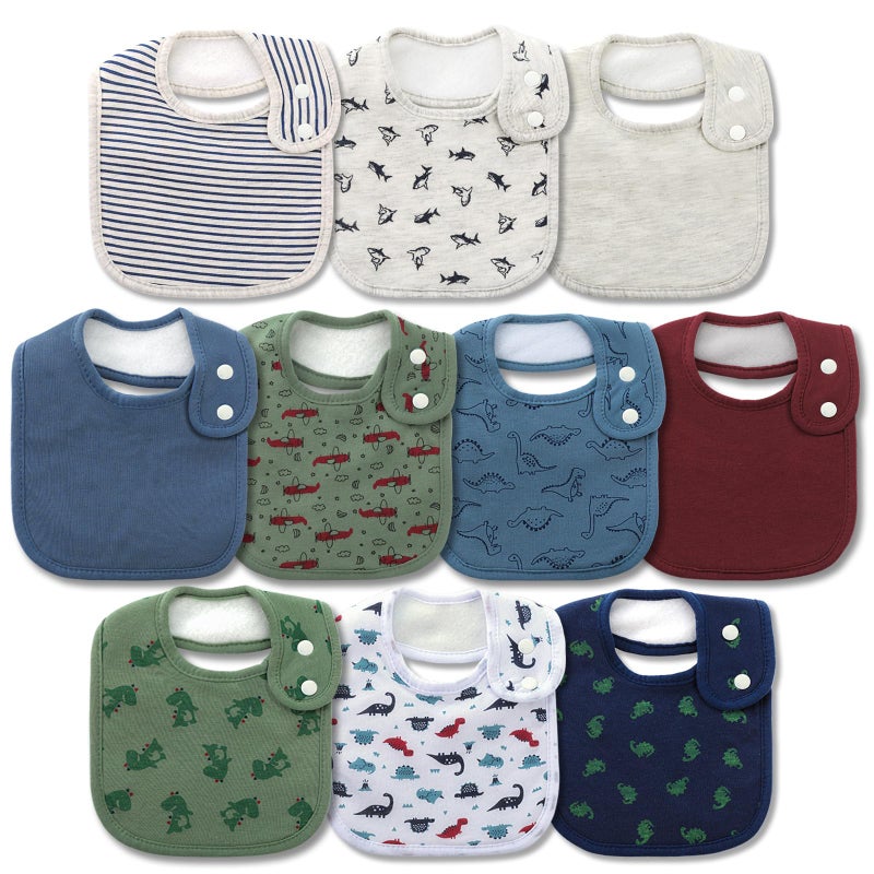 Hakochia Waterproof Baby Bibs Organic Cotton Soft Absorbent Baby Bandana Drool Bibs With Adjustable Snaps for Boys Teething and Drooling 0-36 Months - Image 1