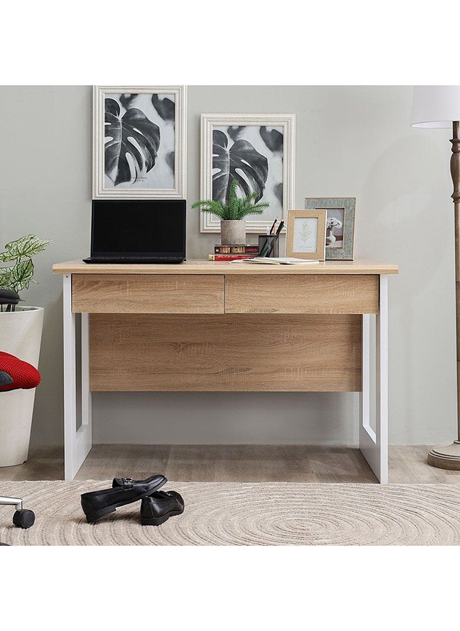 DANUBE HOME - Tecno Study Desk Computer Table Office Desk Workstation Modern PC Laptop Gaming Table Wooden Study Table For Home Office L 120.5 x W 70 x H 77.5 cm White Oak & White - Image 1