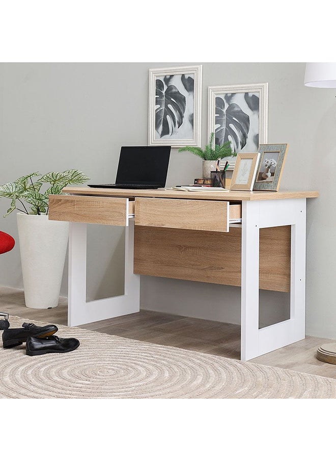 DANUBE HOME - Tecno Study Desk Computer Table Office Desk Workstation Modern PC Laptop Gaming Table Wooden Study Table For Home Office L 120.5 x W 70 x H 77.5 cm White Oak & White - Image 1