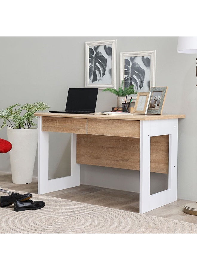 DANUBE HOME - Tecno Study Desk Computer Table Office Desk Workstation Modern PC Laptop Gaming Table Wooden Study Table For Home Office L 120.5 x W 70 x H 77.5 cm White Oak & White - Image 1