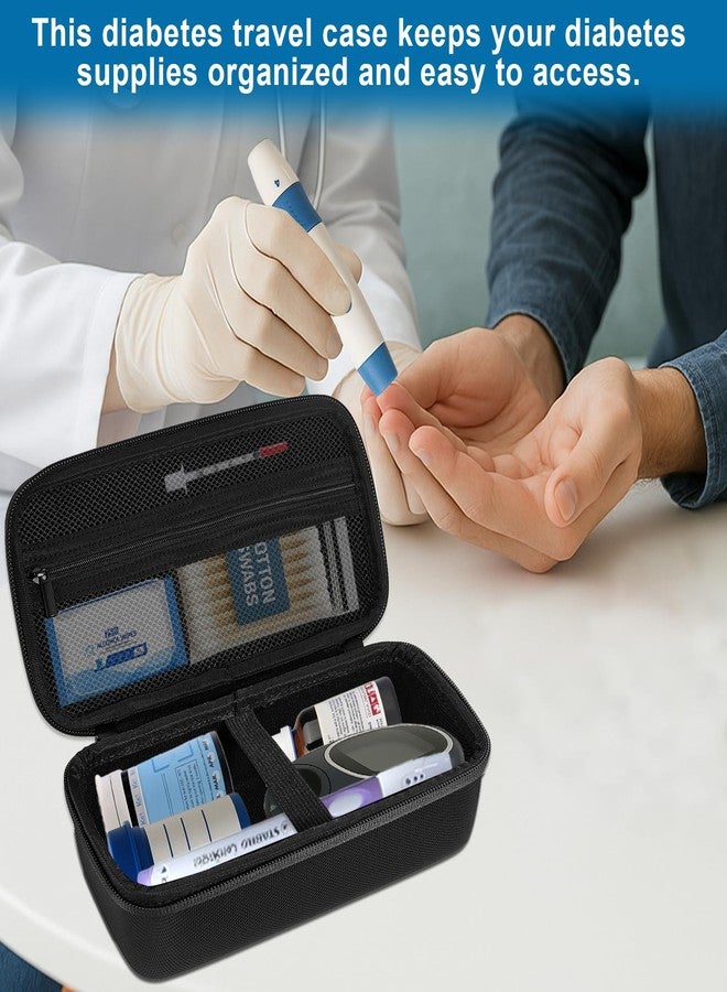 JDVBDNK حقيبة سفر لمستلزمات مرضى السكري من JDVBDNK، حقائب محمولة لمرضى السكري، حقيبة مستلزمات مرضى السكري مع ملصق واحد، منظم حقيبة صلبة لمرضى السكري لجهاز قياس نسبة الجلوكوز، وأقلام الأنسولين، وشرائط الاختبار، والإبر. - Image 4