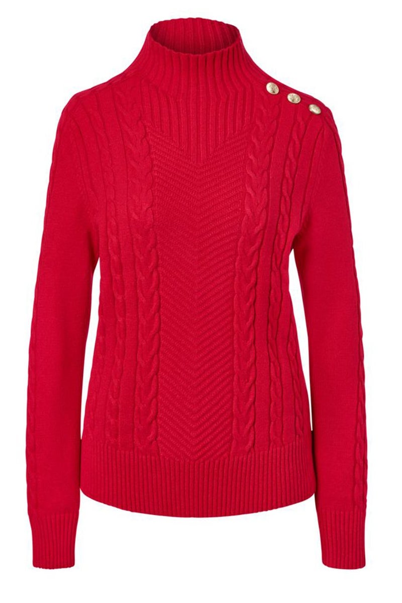 Tchibo سويت شيرتات نسائية بأكمام طويلة وبتصميم مزخرف، أحمر - Image 2