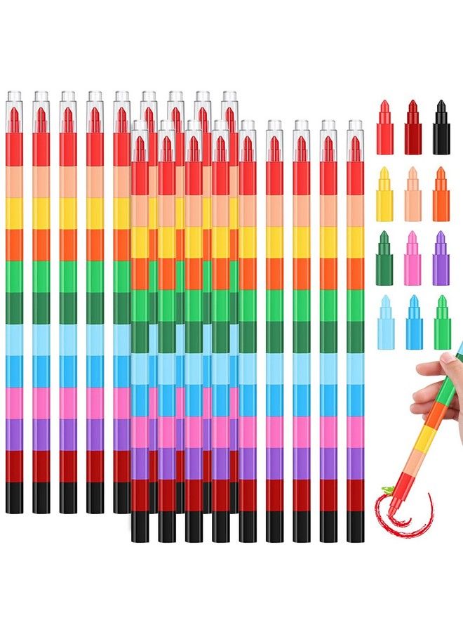 WXJ13 18 Pieces Stacking Crayons Buildable Crayons Stackable Colouring Pencils 12 In 1 Wax Crayons Building Block Colouring Crayons For Kids Office School Supplies 12 Colors - Image 2