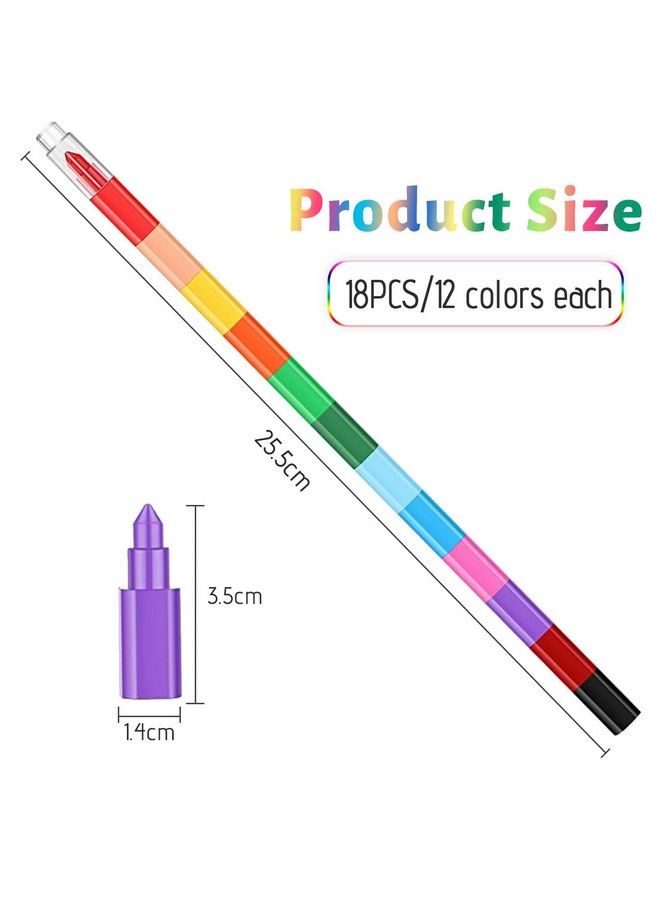 WXJ13 18 Pieces Stacking Crayons Buildable Crayons Stackable Colouring Pencils 12 In 1 Wax Crayons Building Block Colouring Crayons For Kids Office School Supplies 12 Colors - Image 3