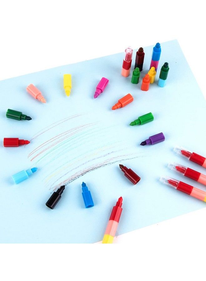 WXJ13 18 Pieces Stacking Crayons Buildable Crayons Stackable Colouring Pencils 12 In 1 Wax Crayons Building Block Colouring Crayons For Kids Office School Supplies 12 Colors - Image 4