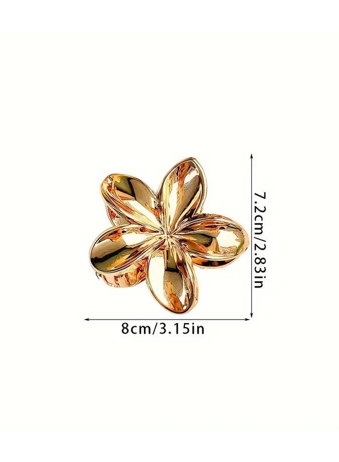 Goolsky 1pc Golden Flower Shaped Hairpin Plumeria Hairpin Electroplated Metal Texture Lightweight Fashionable Bauhinia Hair Accessories Suitable for Updos Daily Wear - Image 5