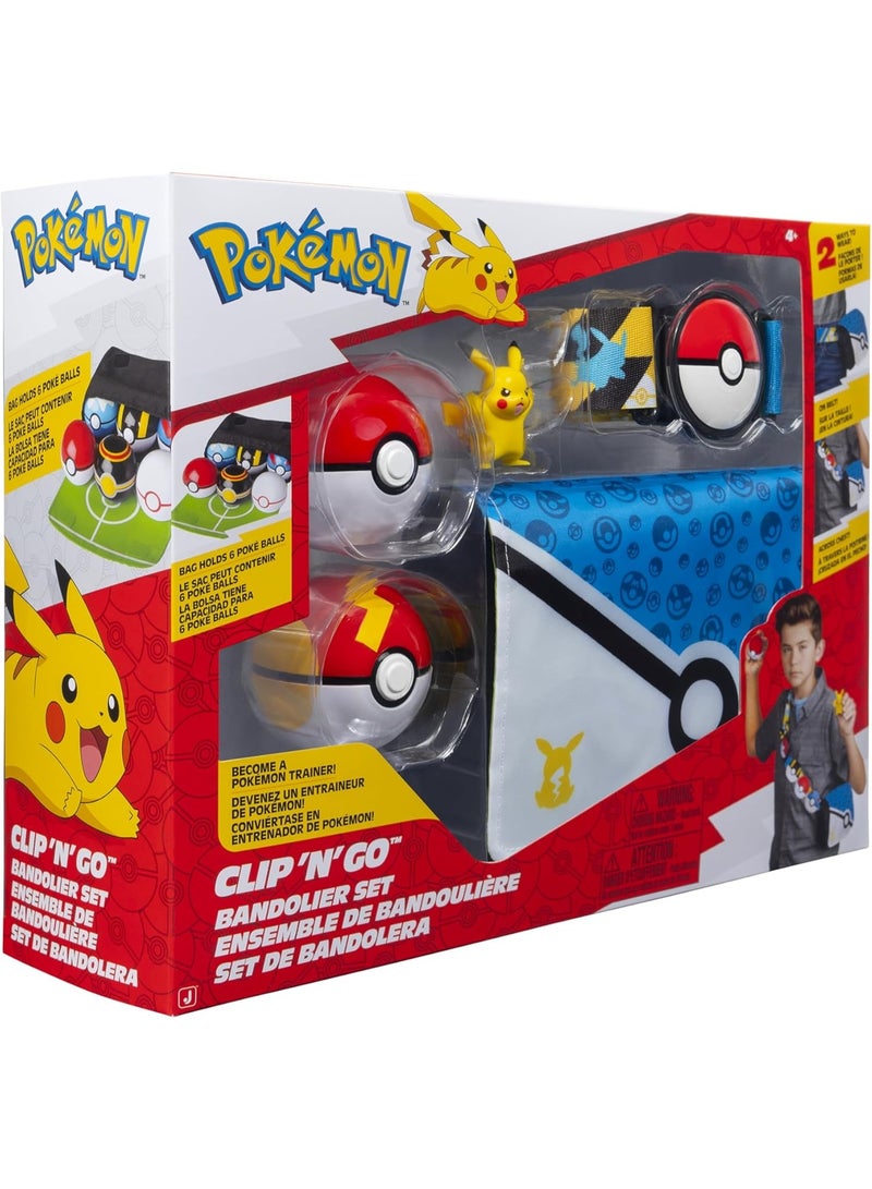 Pokemon Pikachu Clip ‘N’ Go Bandolier Set - 2-Inch Pikachu Battle Figure with Poke Ball and Fast Ball Plus Themed Belt and Bandolier - Image 2