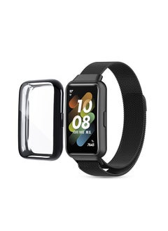 Milanese Strap With TPU Watch Case For Huawei Watch Band 7 Black