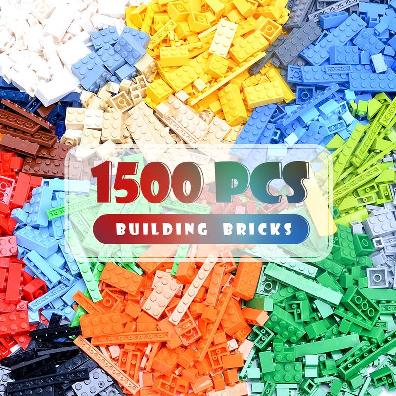 Lekebaby Classic 1500 Pieces Building Bricks Kit Basic Brick Set Classic Colors for Kids Creative Play, Compatible with All Major Brands, Gifts Educational Toy for Boys Girls 6 Years Old and Up - Image 1