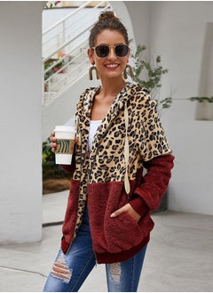 Loose Leopard Print Patchwork Hoodie